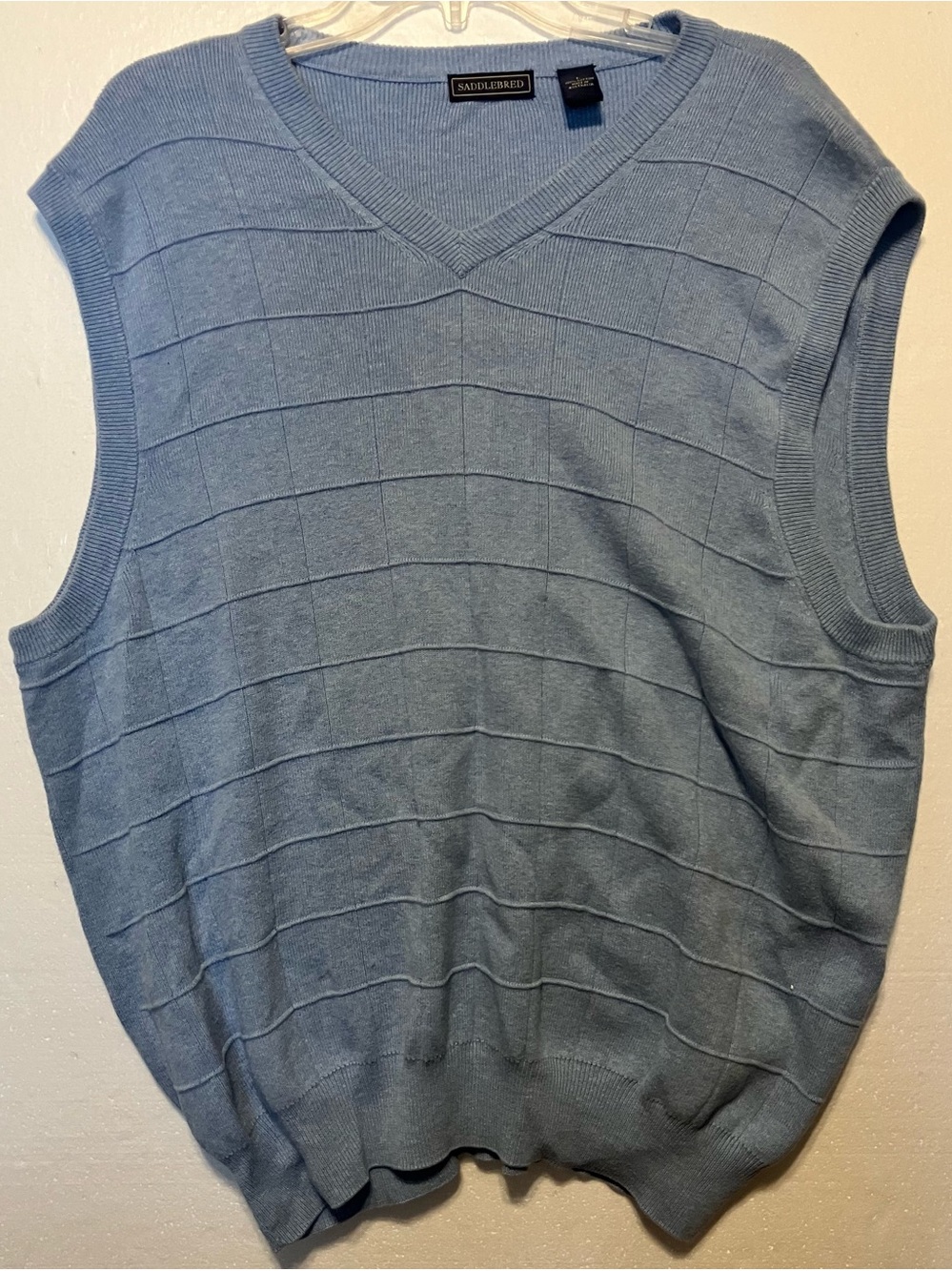 Saddlebred Men’s L Light Blue Knit V‑Neck Sweater Vest